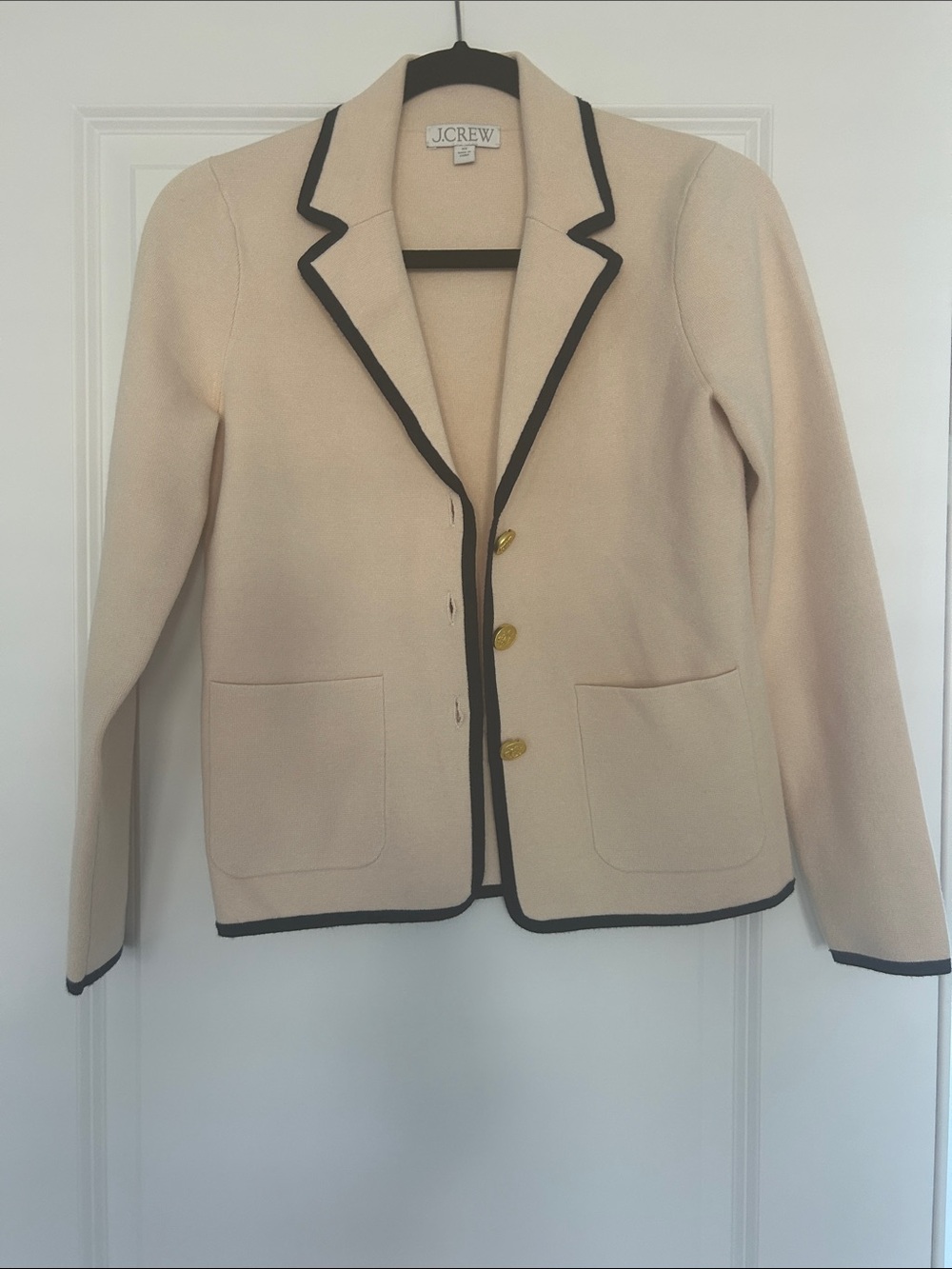 J. Crew Cream Blazer with Black Trim and Gold Buttons